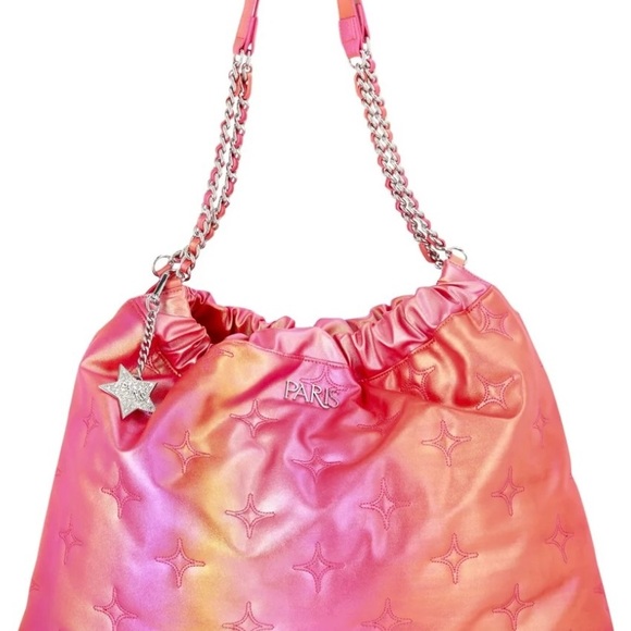 Pink and Yellow Iridescent/ Chromatic Paris Hilton Quilted Women's Bag - Picture 5 of 6